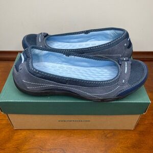 Clarks Privo Haley Lark Navy Suede Mesh Comfort Ballet Flats Shoes Womens 5M